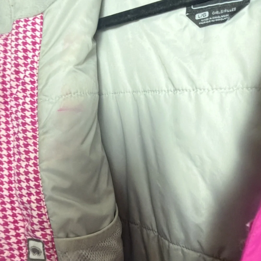 THE NORTH FACE Girls XL Pink/White Checkered All-Weather Jacket w/Removable Hood